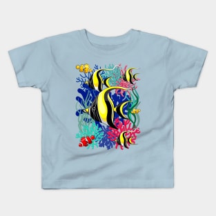 Angel Fish and Clown Fish Pattern Kids T-Shirt